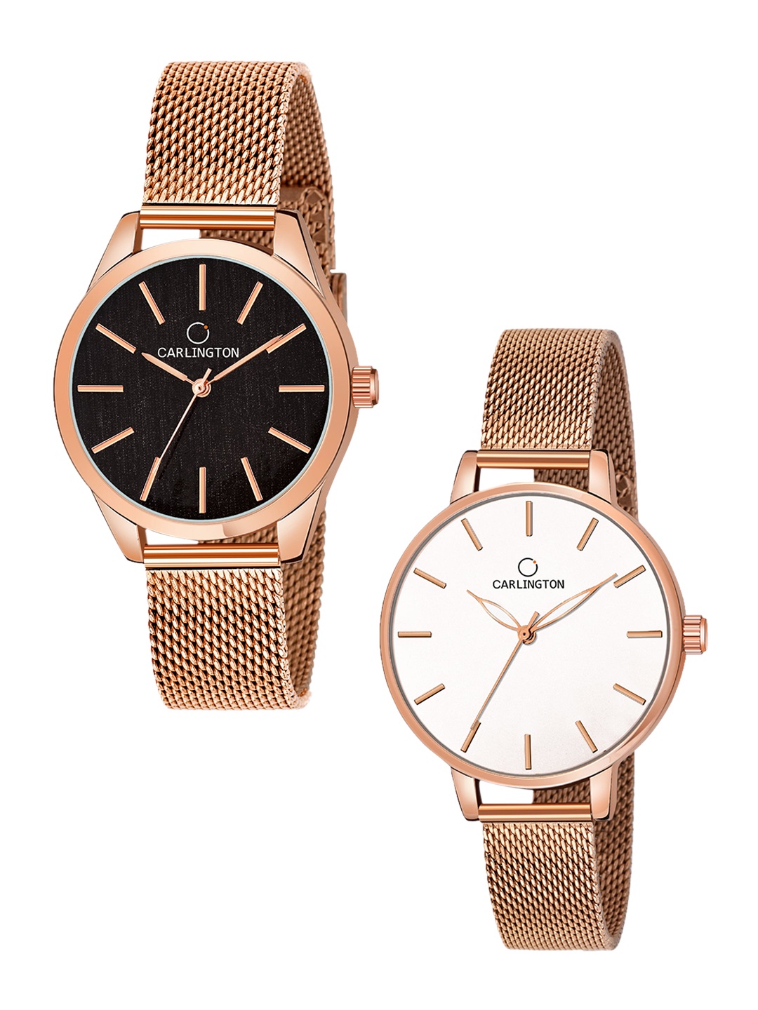 

CARLINGTON Women Set Of 2 Bracelet Style Straps Analogue Watches CT2001 CT2014, Multi