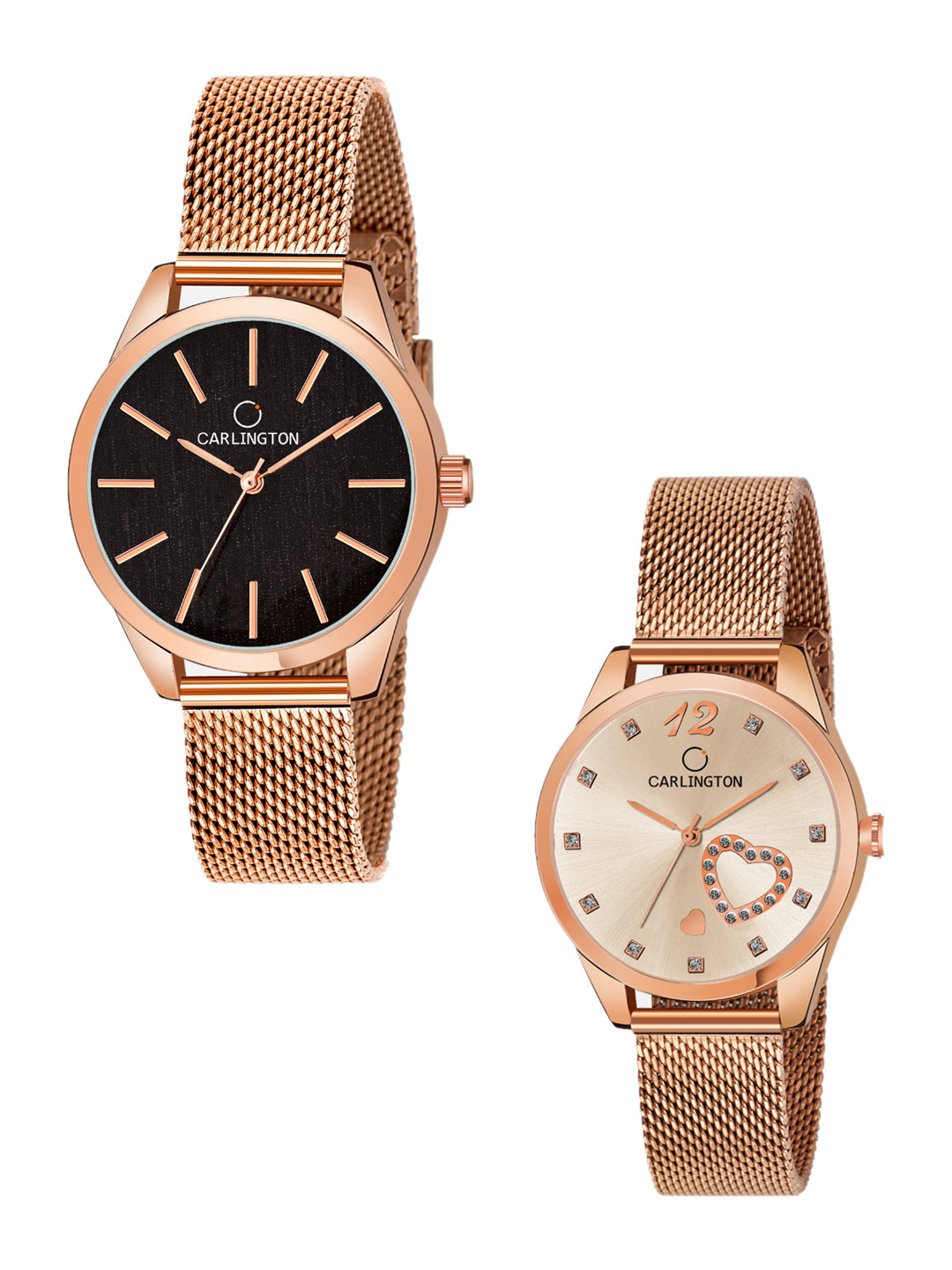

CARLINGTON Women 2 Multicoloured Dial Stainless Steel Bracelet Style Straps Analogue Watch, Multi