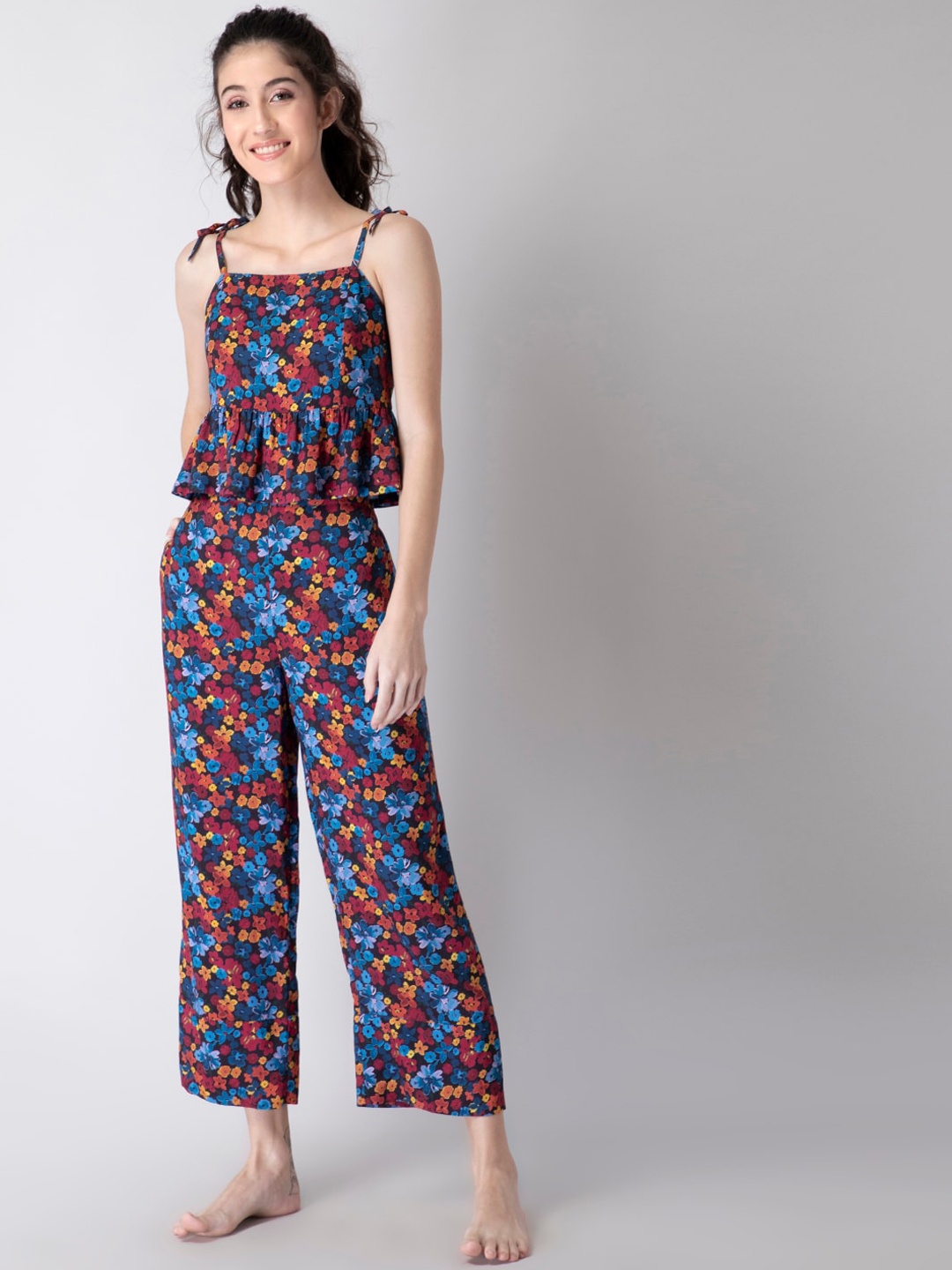 

FabAlley Women Multi Floral Night Suit Set