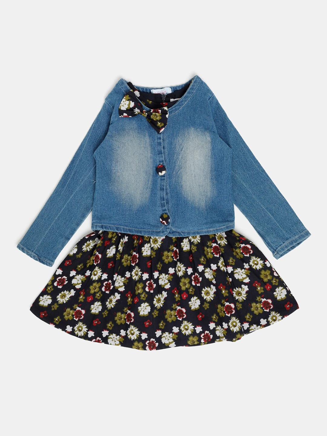 

Hopscotch Blue & Black Floral Dress With Jacket