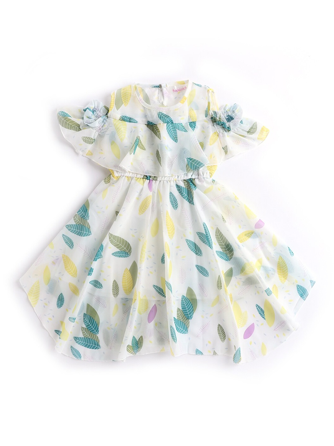 

Hopscotch Girls Yellow Floral Printed Fit and Flare Dress