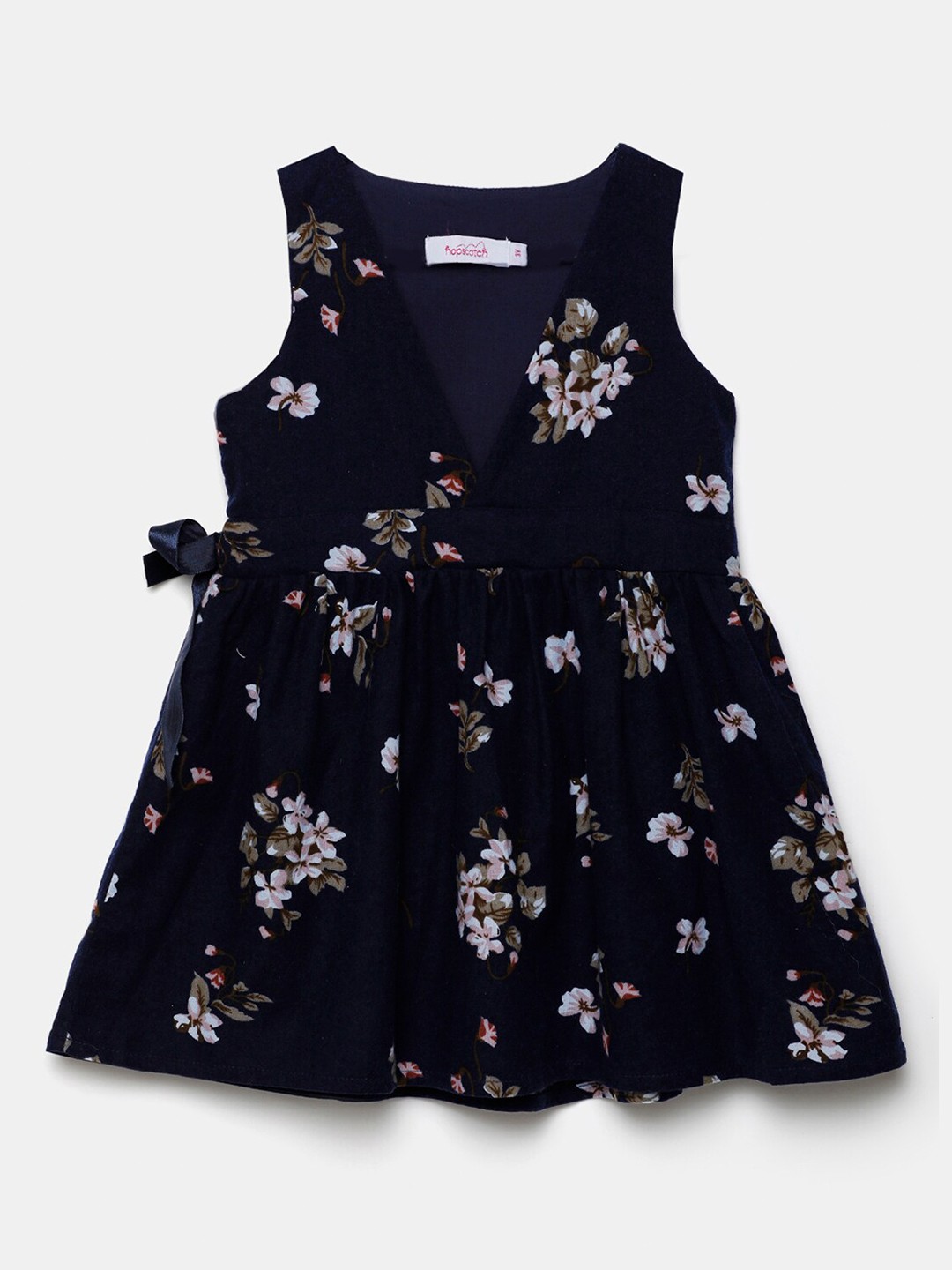 

Hopscotch Navy Blue & Off White Floral Dress