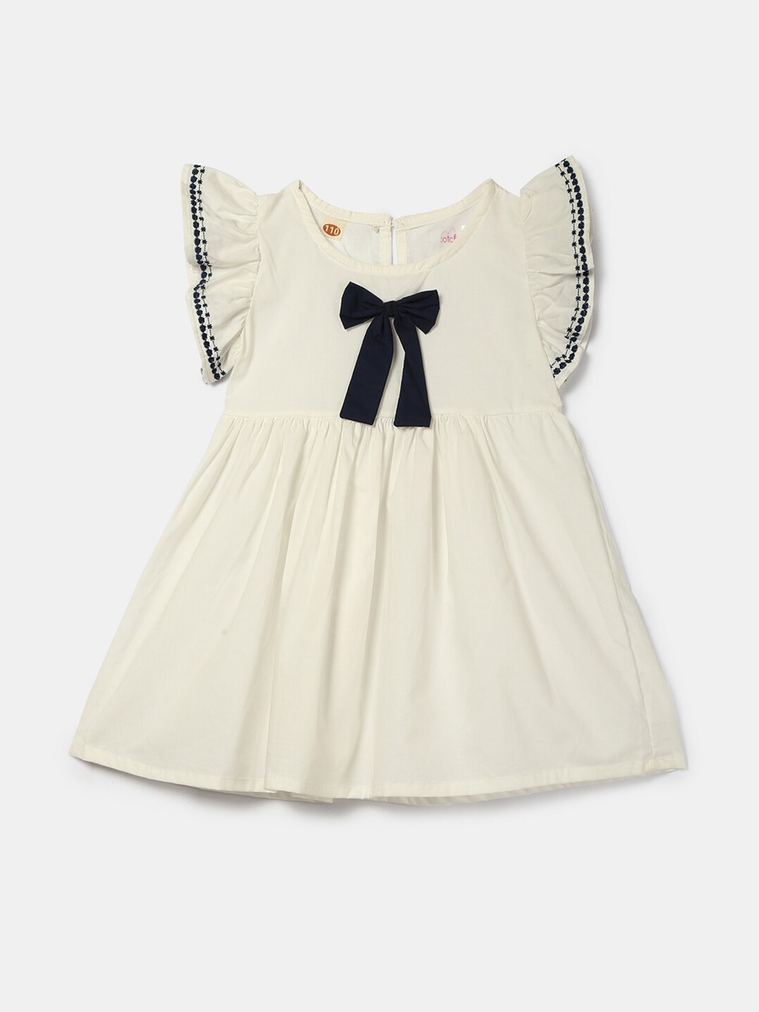 

Hopscotch Girls White Flutter Sleeves Fit and Flare Dress
