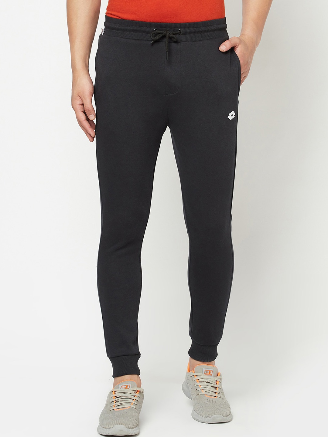 

Lotto Men Black Solid Slim Fit Pure Cotton Joggers