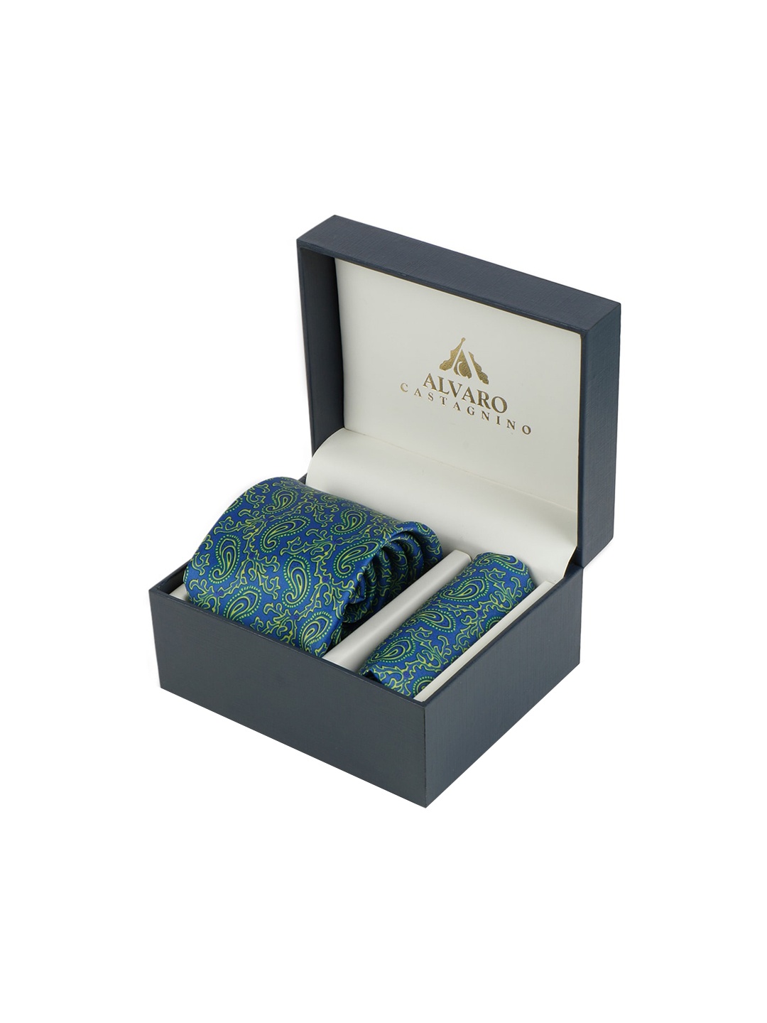 

Alvaro Castagnino Men Blue & Yellow Ethnic Motifs Printed Accessory Gift Set