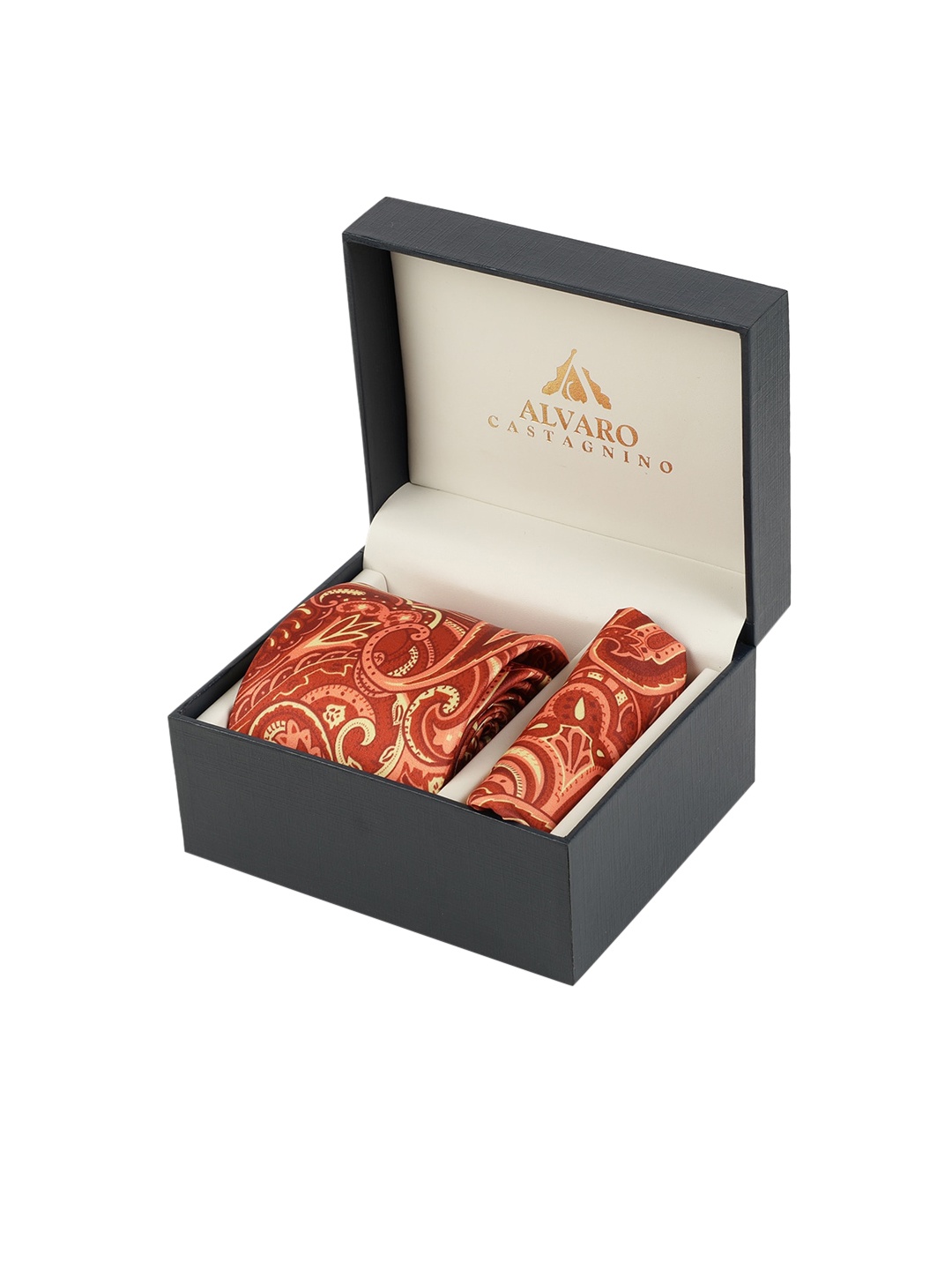 

Alvaro Castagnino Men Red & Yellow Ethnic Motifs Printed Accessory Gift Set
