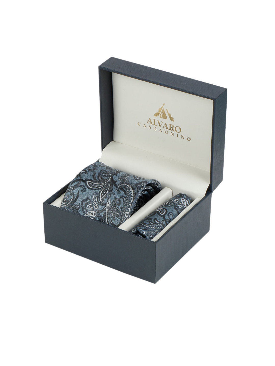 

Alvaro Castagnino Men Grey & Blue Digital Printed Accessory Gift Set