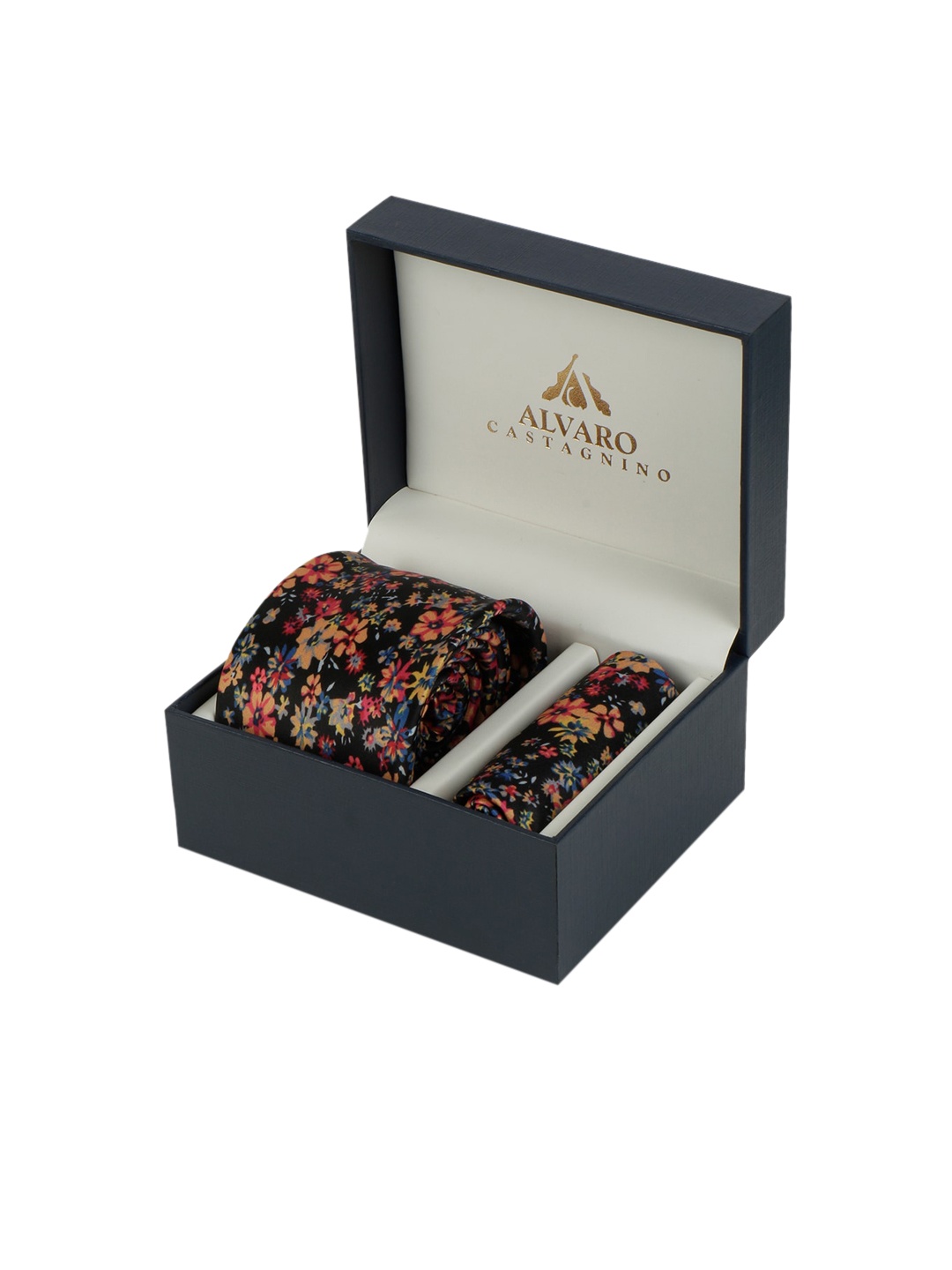 

Alvaro Castagnino Men Black & Yellow Floral Digital Printed Accessory Gift Set