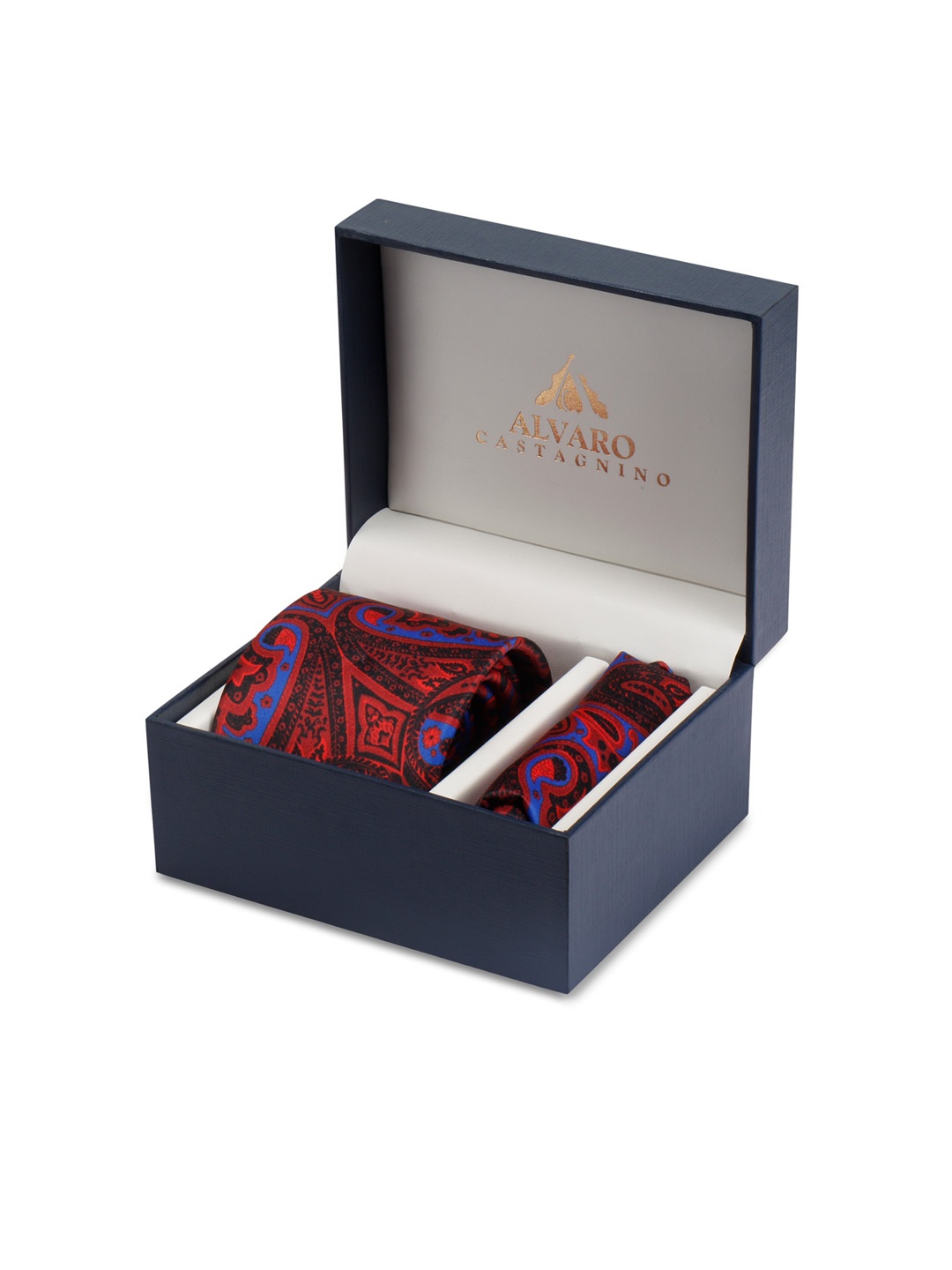 

Alvaro Castagnino Men Maroon & Blue Digital Printed Accessory Gift Set