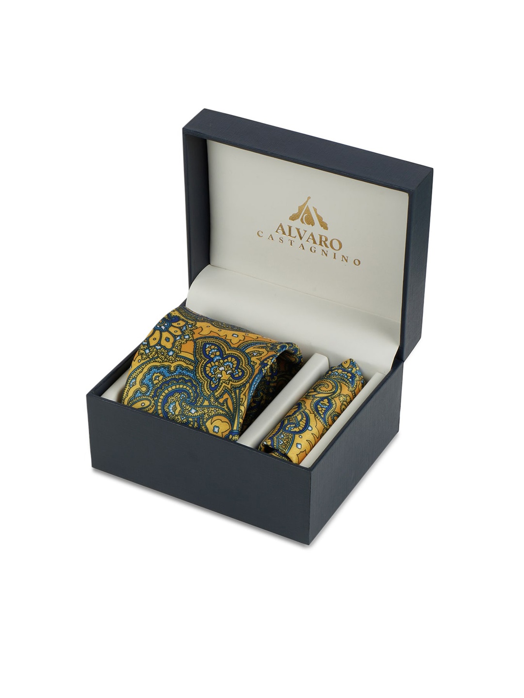 

Alvaro Castagnino Men Yellow & Blue Ethnic Motifs Printed Microfiber Accessory Gift Set