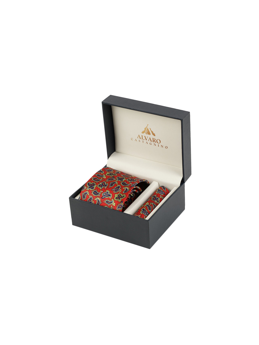 

Alvaro Castagnino Men Red & Blue Paisley Digital Printed Accessory Gift Set