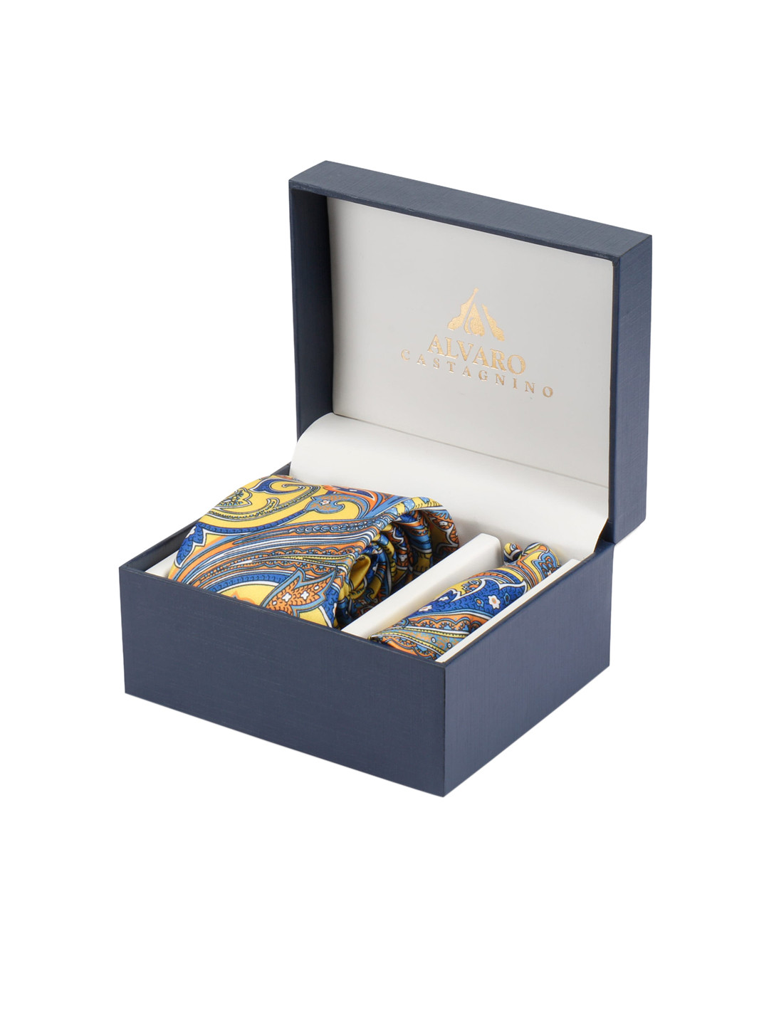 

Alvaro Castagnino Men Yellow & Blue Printed Accessory Gift Set