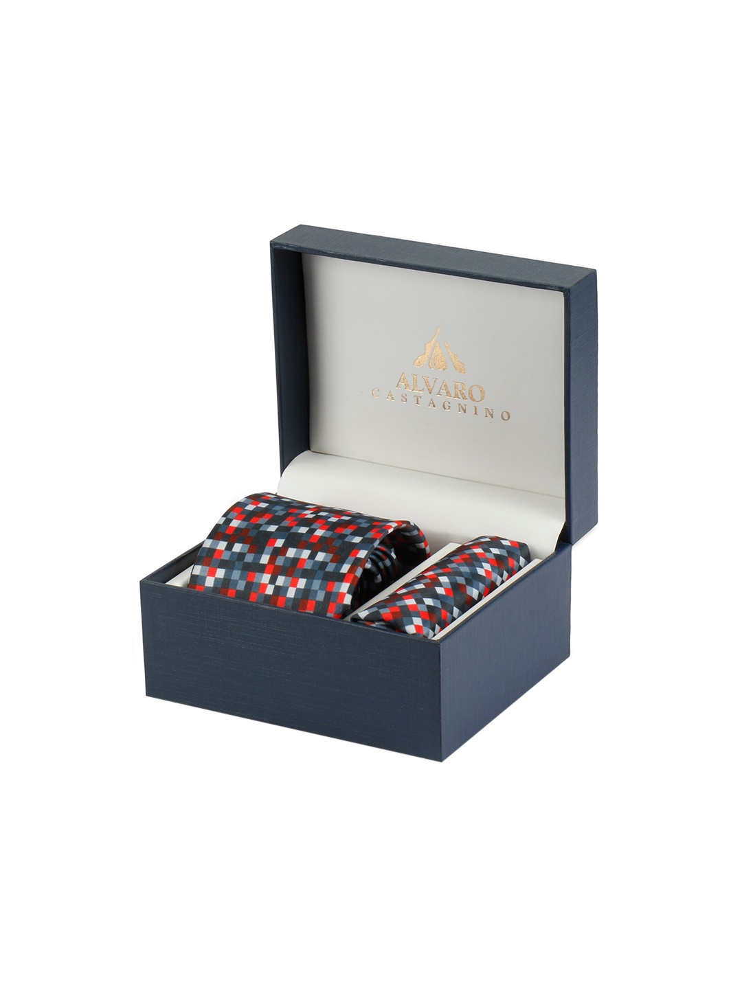 

Alvaro Castagnino Men Grey & Red Digital Printed Accessory Gift Set