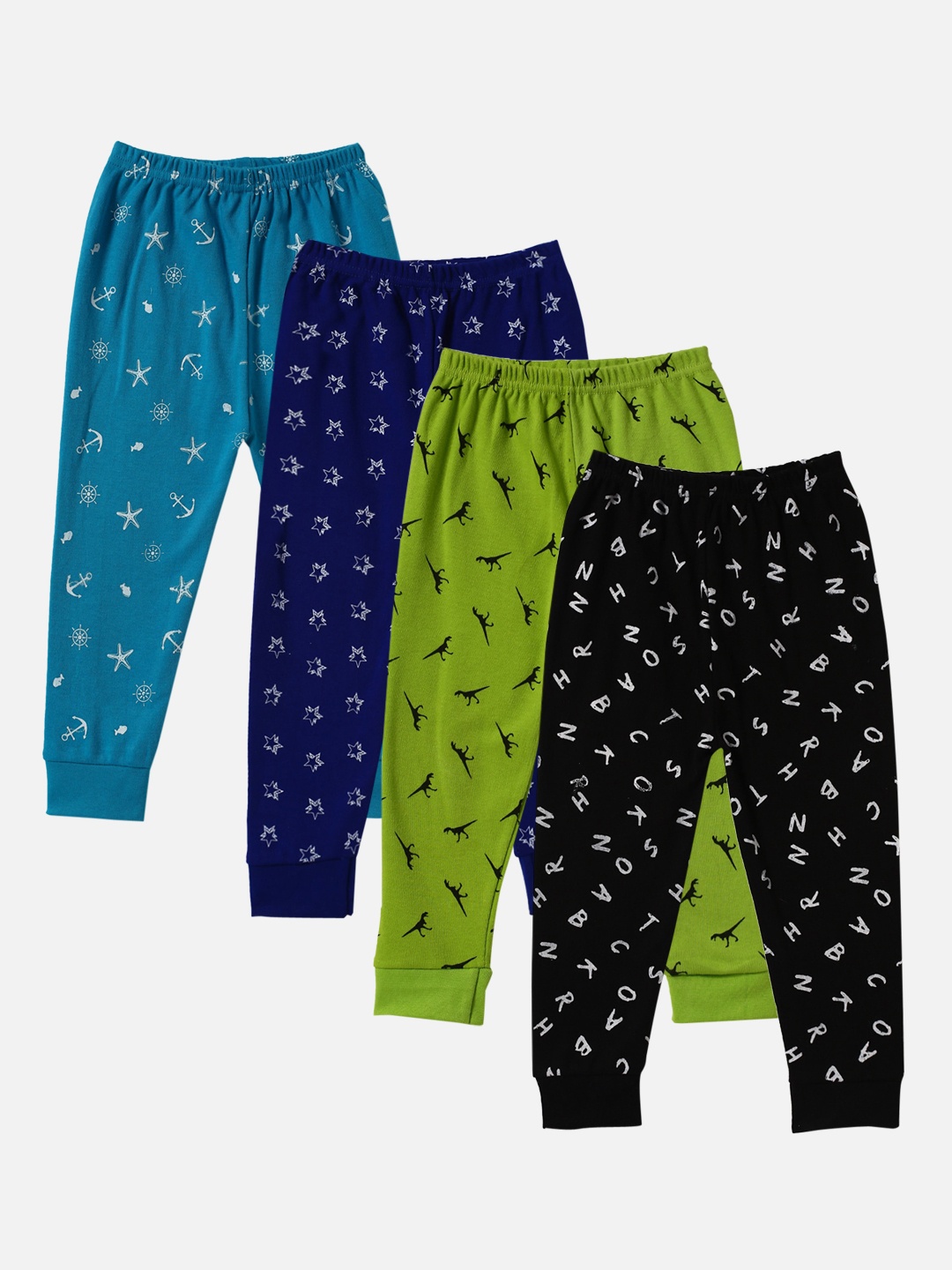 

Hopscotch Pack Of 5 Girls Multicoloured Cotton Printed Lounge Pants, Multi