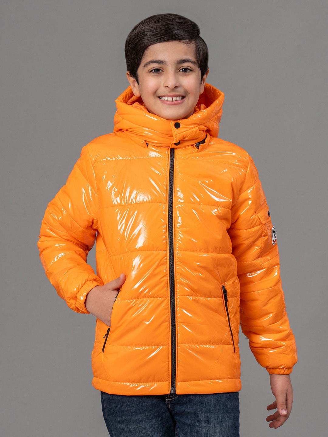 

Red Tape Kids Unisex Orange Hooded Padded Jacket