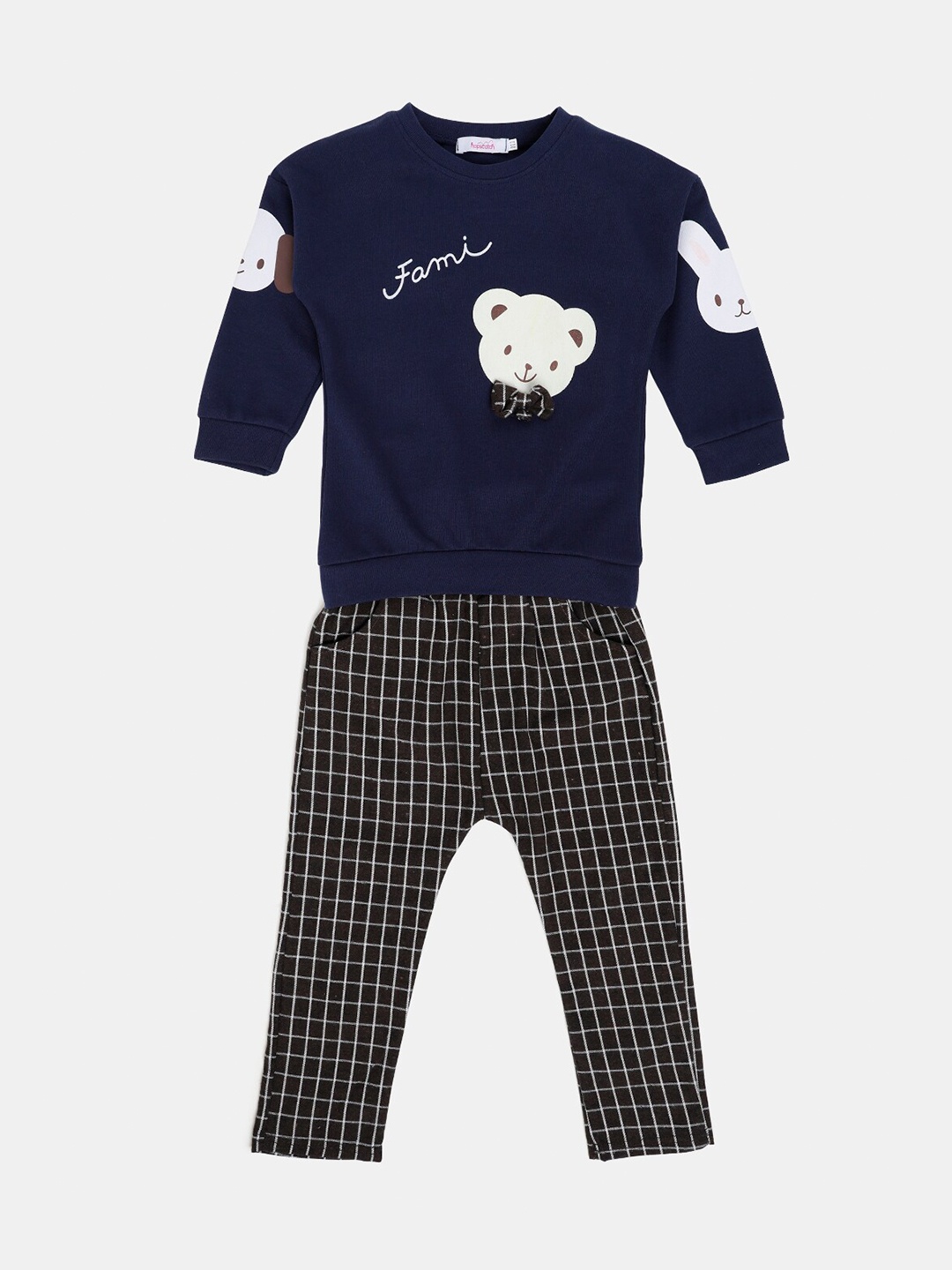 

Hopscotch Boys Blue & White Printed Sweatshirt with Trousers