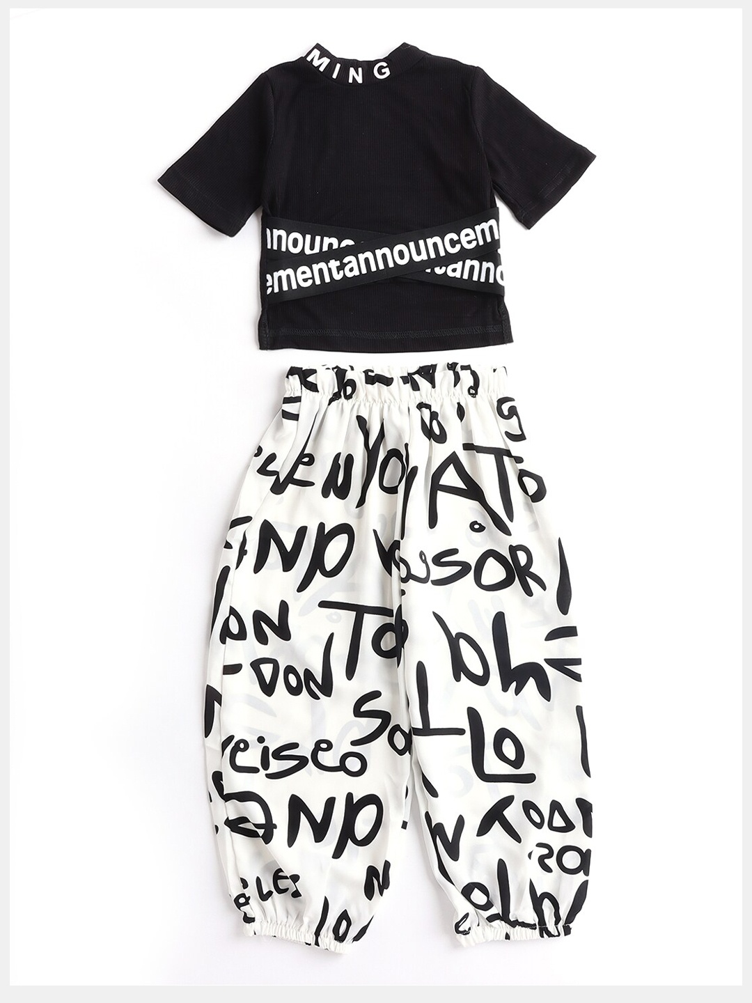 

Hopscotch Girls Black & White Printed Top with Trousers