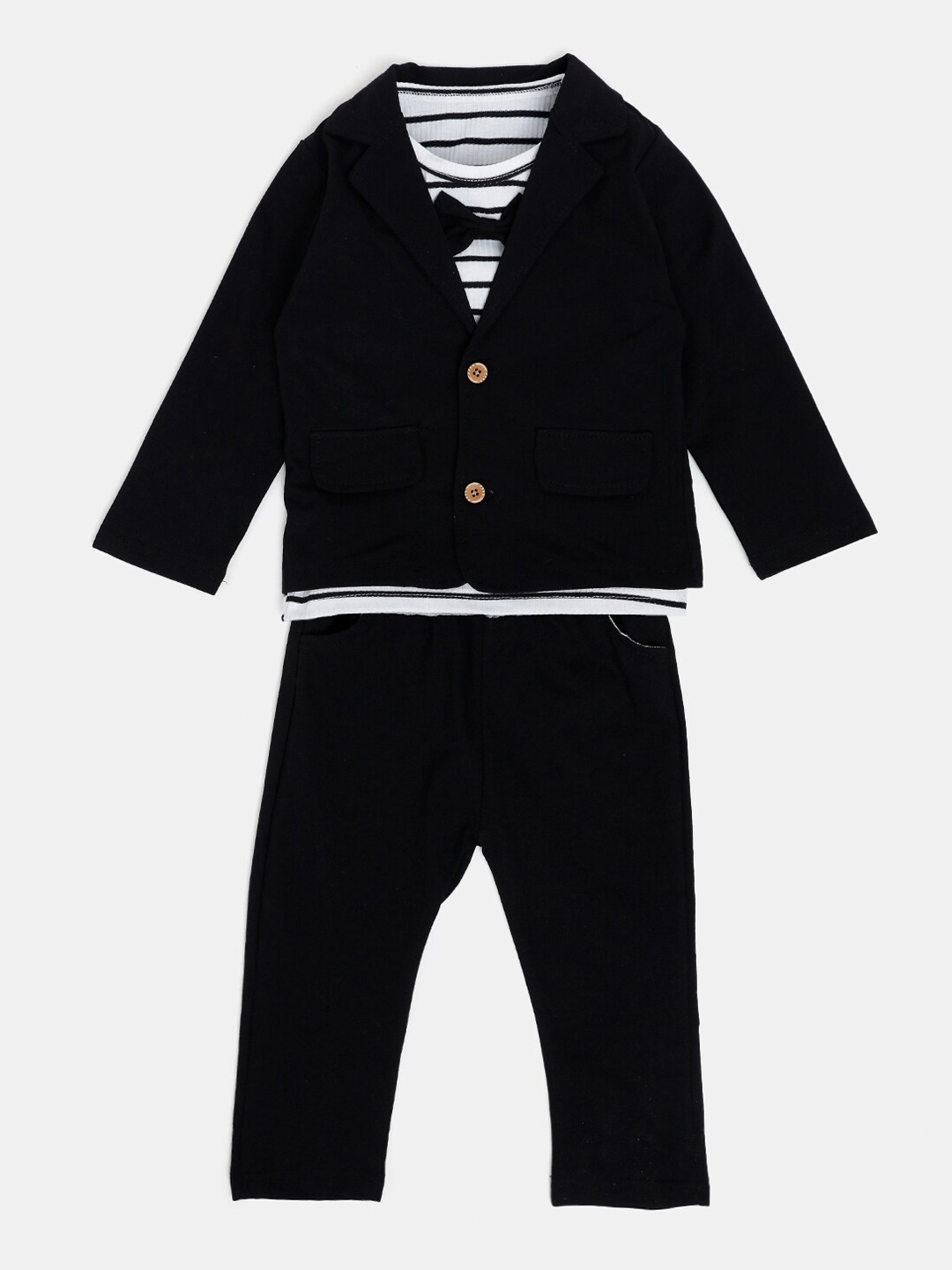 

Hopscotch Boys Black & White Striped T-shirt with Trousers