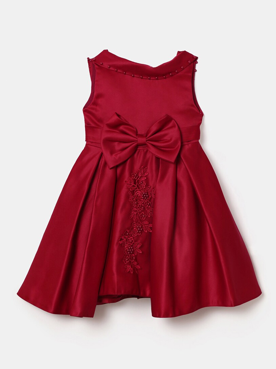 

Hopscotch Red Embellished Fit & Flare Dress