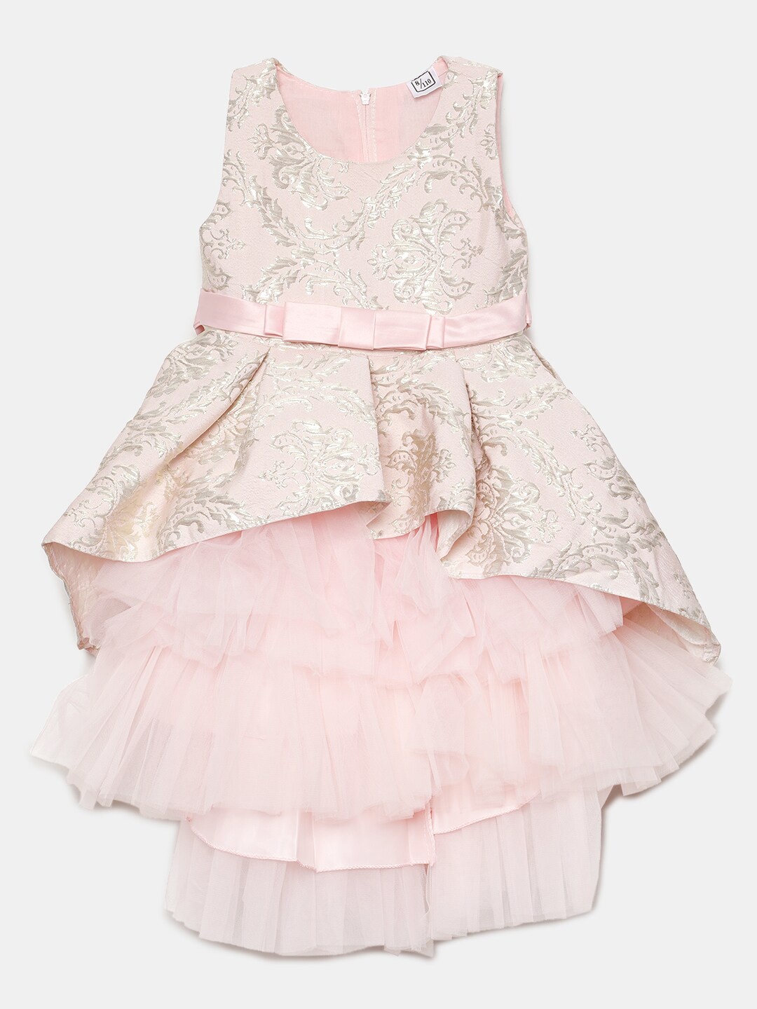 

Hopscotch Pink Ethnic Motifs Layered Dress
