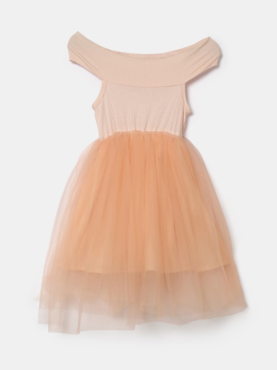 

Hopscotch Pink & Orange Off-Shoulder Midi Dress