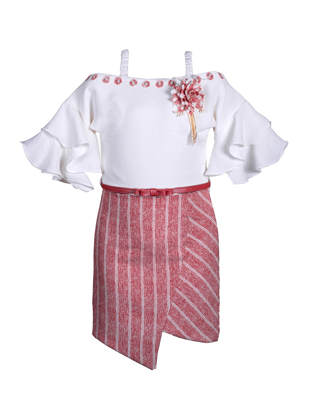 

Hunny Bunny Red & White Colourblocked A-Line Dress
