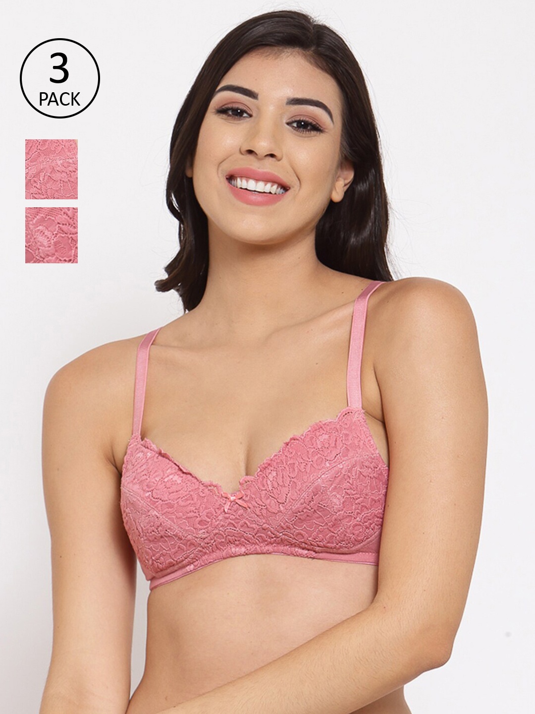 

Inner Sense Set-3 Mauve Floral Everyday Bra Lightly Padded