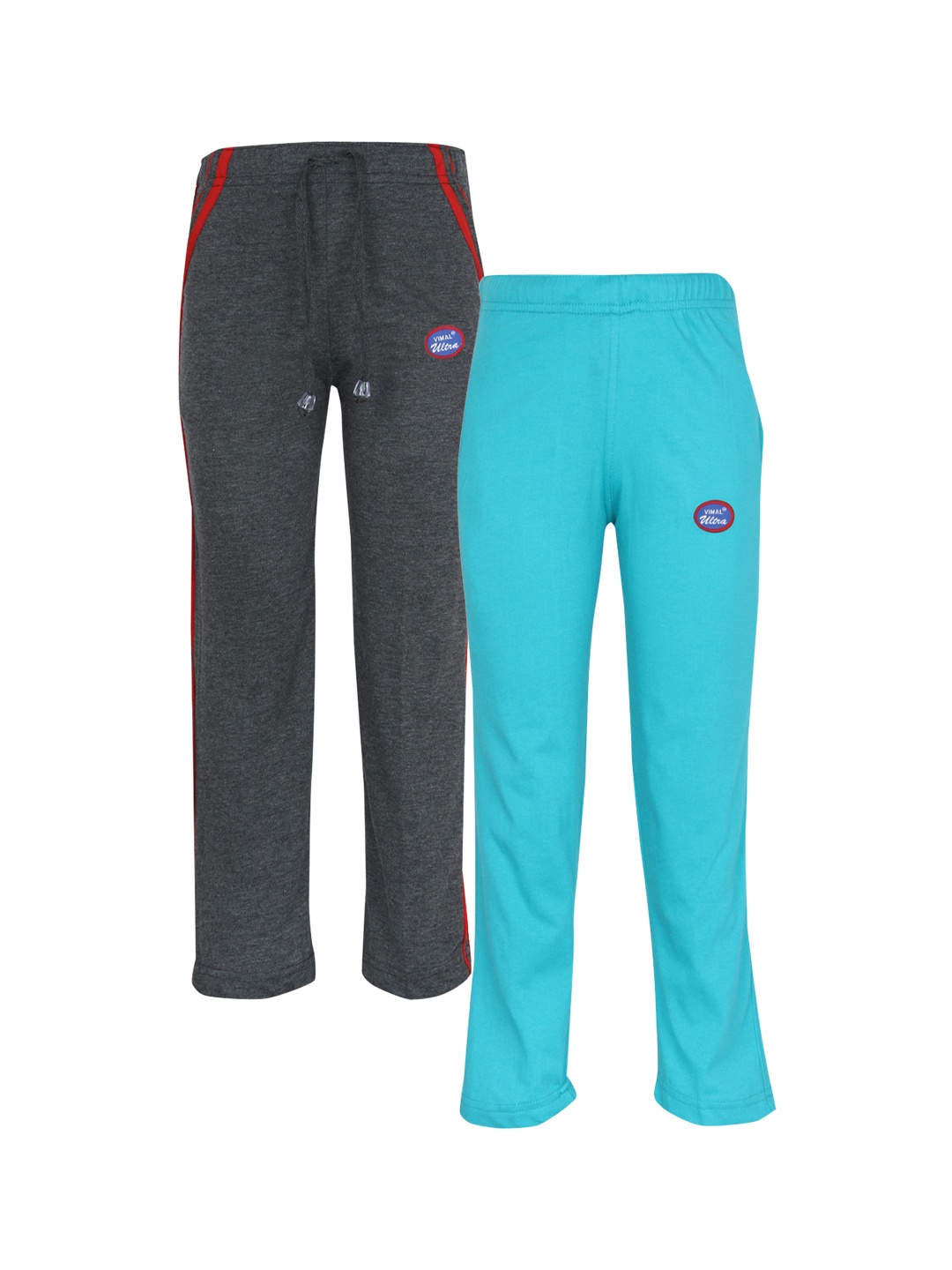 

VIMAL JONNEY Unisex Kids Grey & Blue Set Of 2 Cotton Blend Track Pants