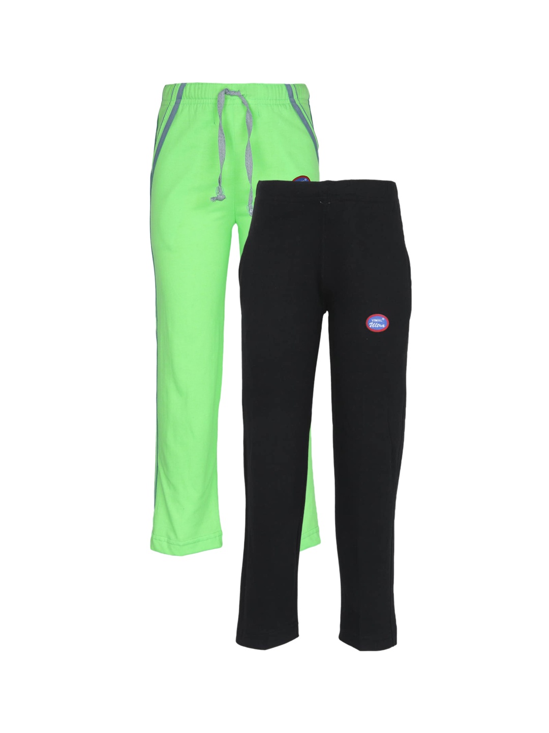 

VIMAL JONNEY Kids Pack of 2 Solid Regular Fit Trackpant, Black