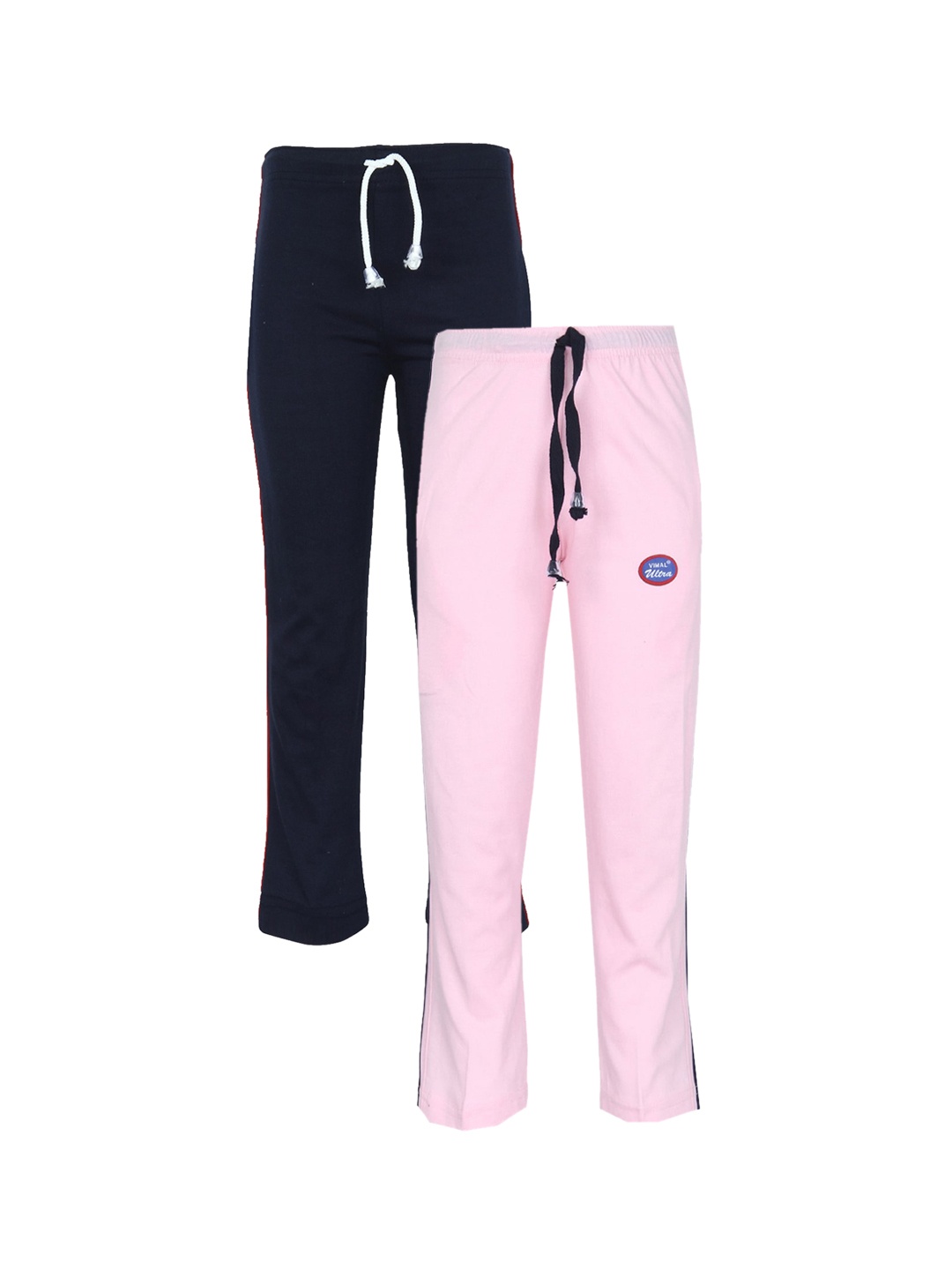 

VIMAL JONNEY Kids Pack of 2 Solid Cotton Regular Fit Trackpants, Navy blue