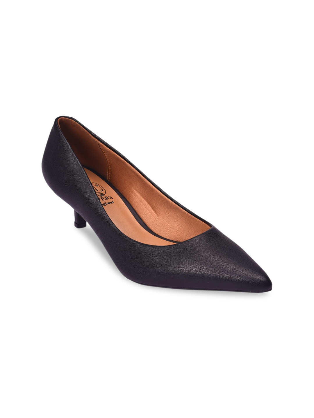 

Pavers England Black Suede Work Kitten Pumps