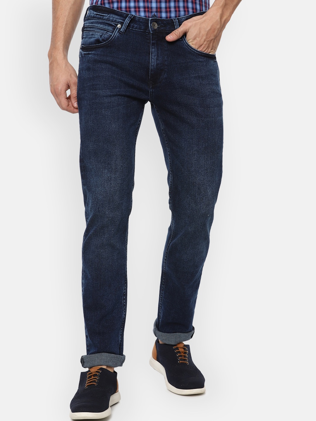 

Louis Philippe Jeans Men Navy Blue Slim Fit Light Fade Jeans