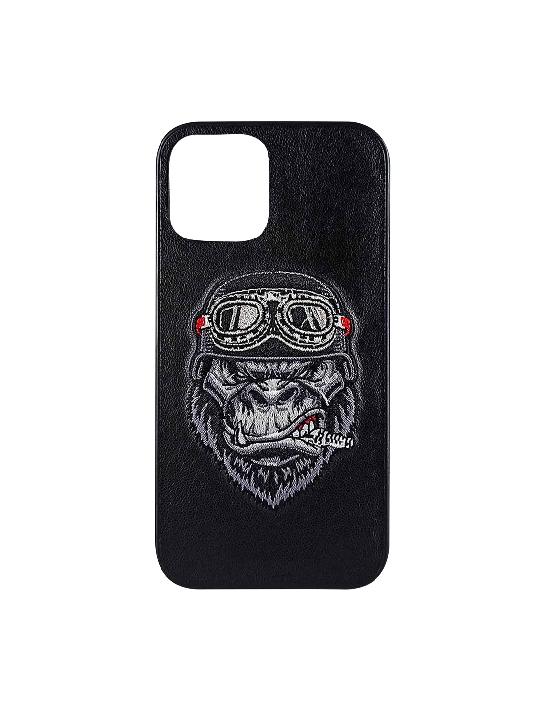 

TREEMODA Black & White Chimpanzee Leather iPhone 12 Pro Max Back Case