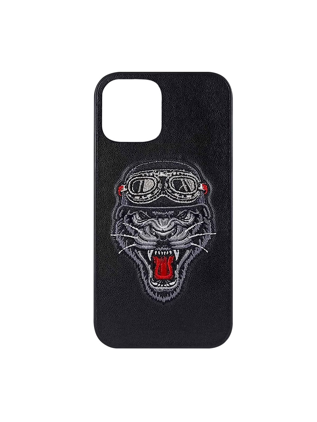 

TREEMODA Black & White Cat Printed Leather iPhone 12 Pro Back Case