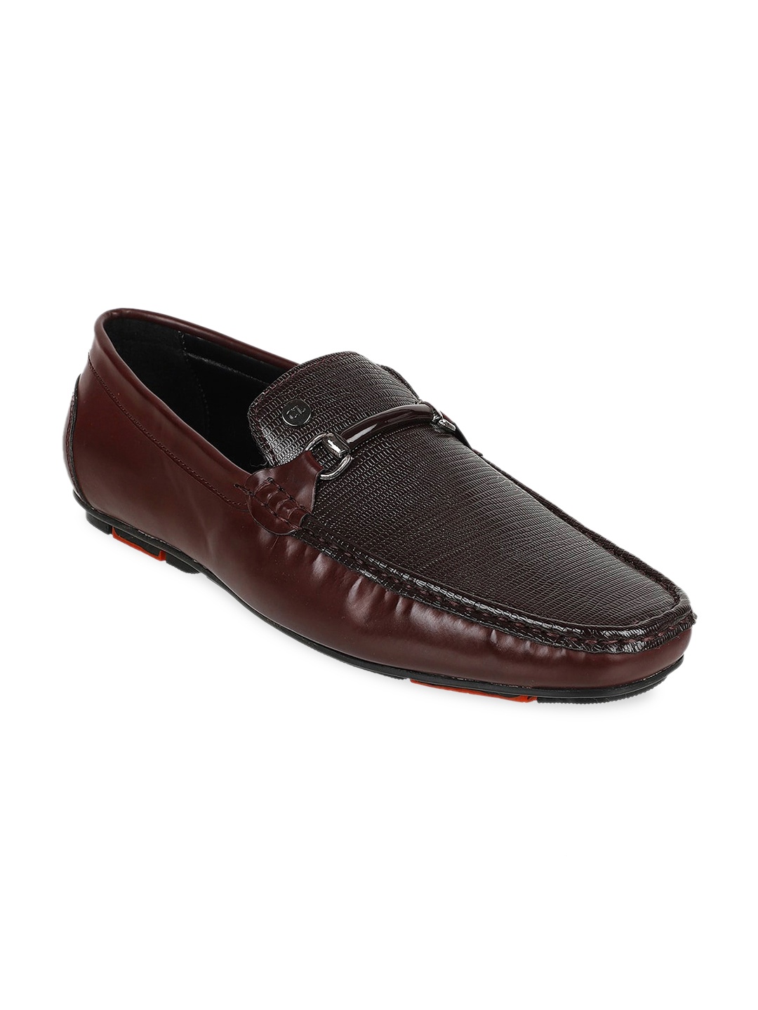 

Carlton London Men Brown Textured Loafers