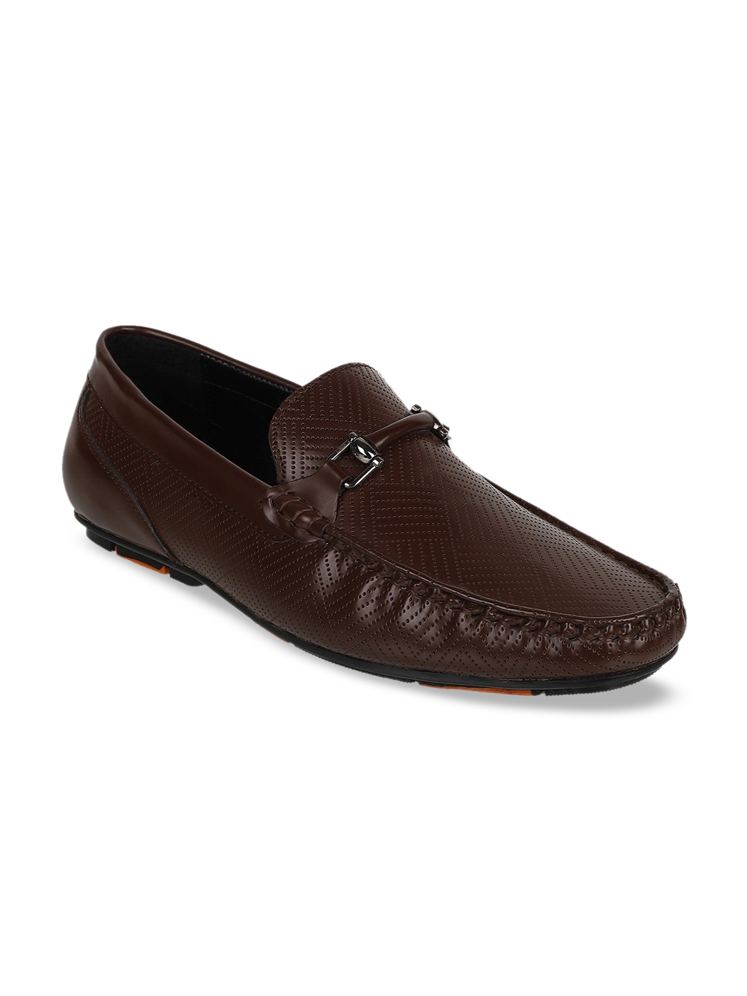 

Carlton London Men Brown Textured Loafers