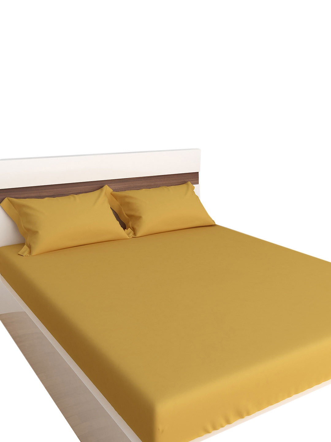 

Home Centre Yellow 124 TC Solid King Bedsheet with 2 Pillow Covers, Assorted