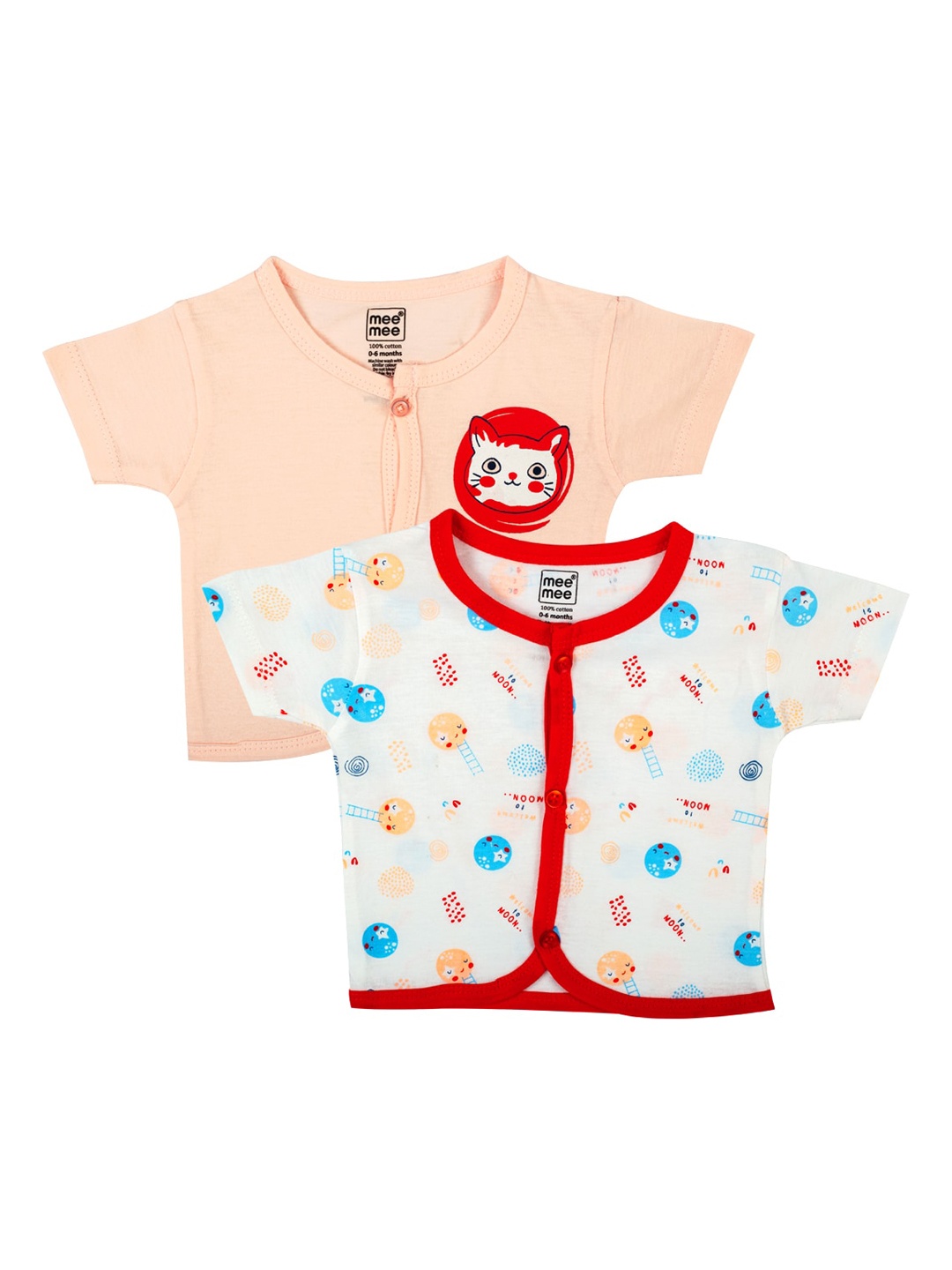 

MeeMee Boys Pack of 2 Printed Pure Cotton Jhablas, Peach