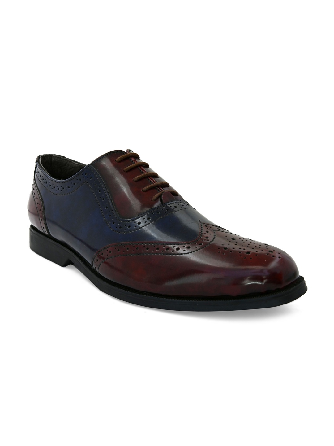 

San Frissco Men's Maroon Faux Leather Brogues