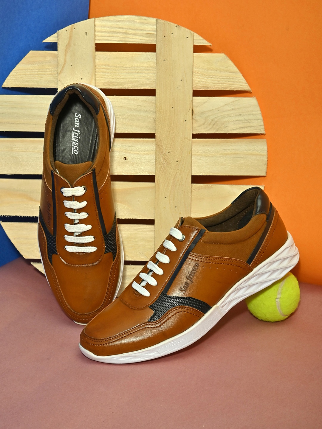 

San Frissco Men Tan Colourblocked Sneakers