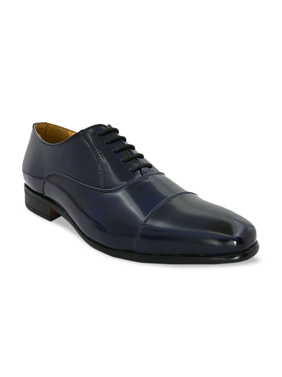 

San Frissco Men Blue Solid Leather Formal Oxfords