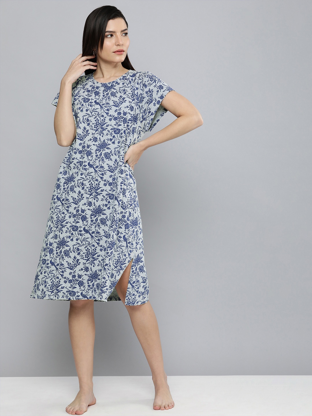 

Chemistry Grey & Blue Printed Nightdress