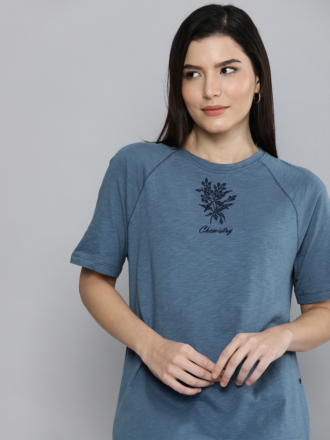 

Chemistry Blue Textured Nightdress