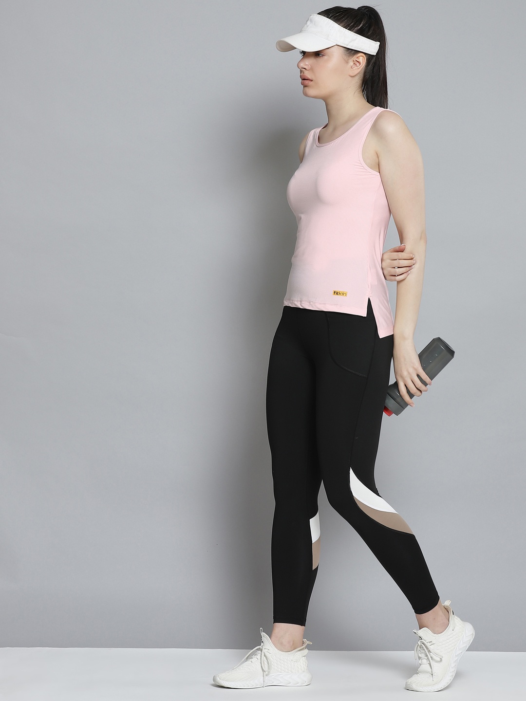 

Fitkin Women Pink Striped Quick Dry T-shirt