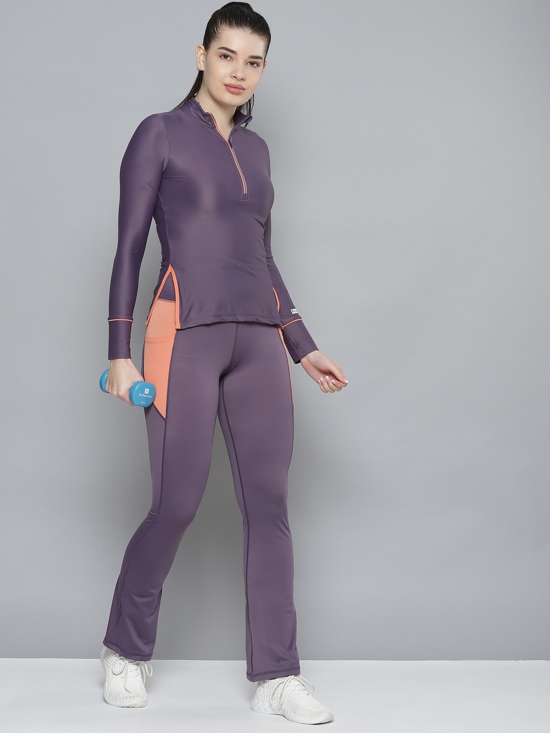 

Fitkin Women Purple Solid Quick Dry Bootcut Pocket Track Pants