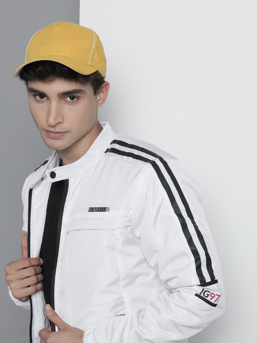 

The Indian Garage Co Men Zip-Front Slim Fit Biker Jacket, White