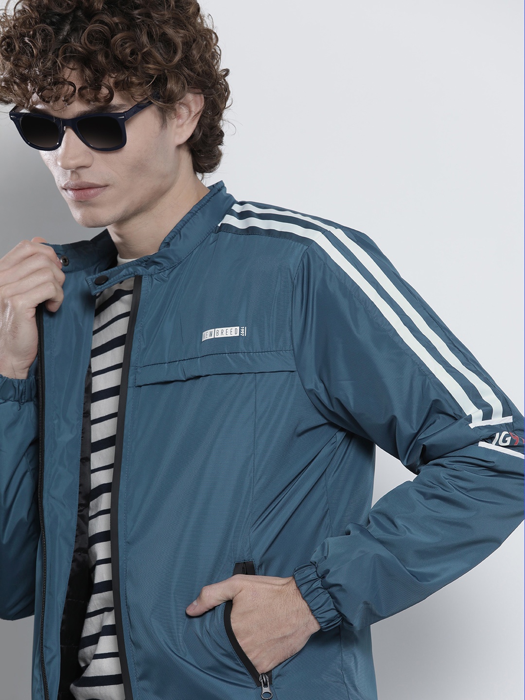 

The Indian Garage Co Men Teal Blue Solid Tailored Jacket