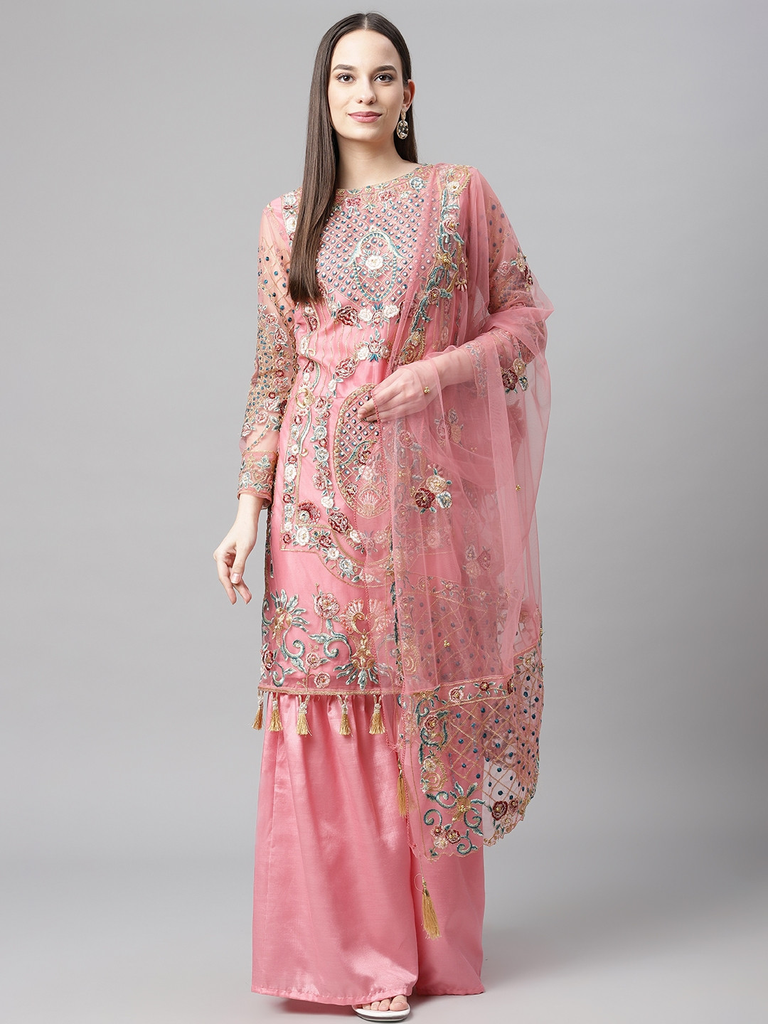 

Readiprint Fashions Pink Embroidered Unstitched Dress Material