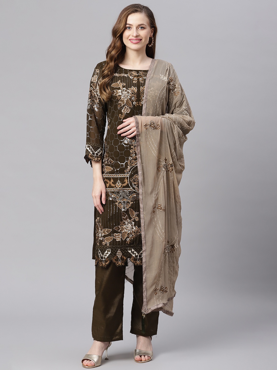 

Readiprint Fashions Green & Olive Green Embroidered Unstitched Dress Material