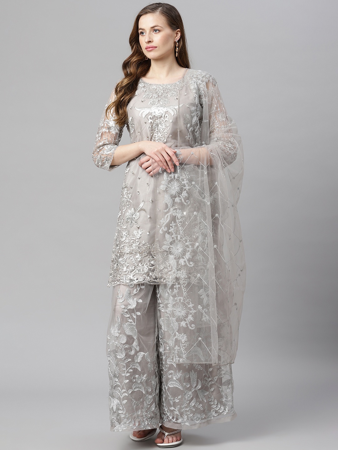 

Readiprint Fashions Grey Embroidered Unstitched Dress Material